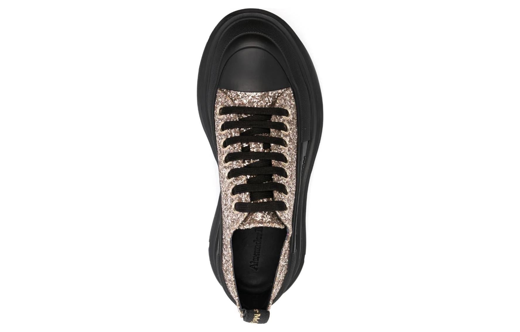 (WMNS) Alexander McQueen Tread Sleek Sneaker 'Glitter Black' 697072W4VJ32265