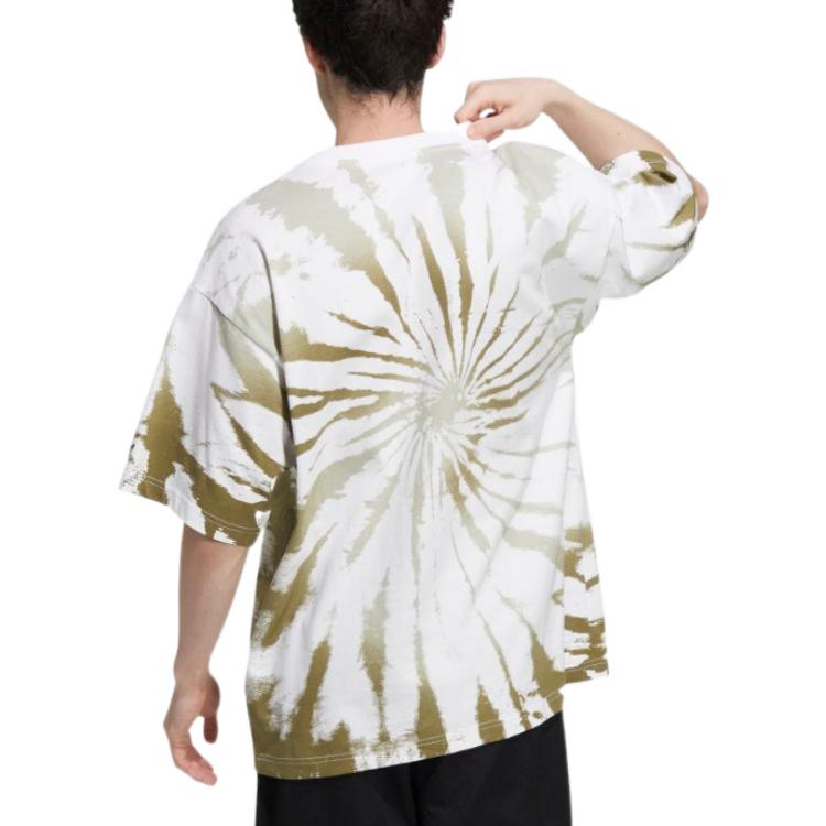 Men's adidas Tie Dye Printing Large Logo Round Neck Pullover Short Sleeve Green T-Shirt HS1941