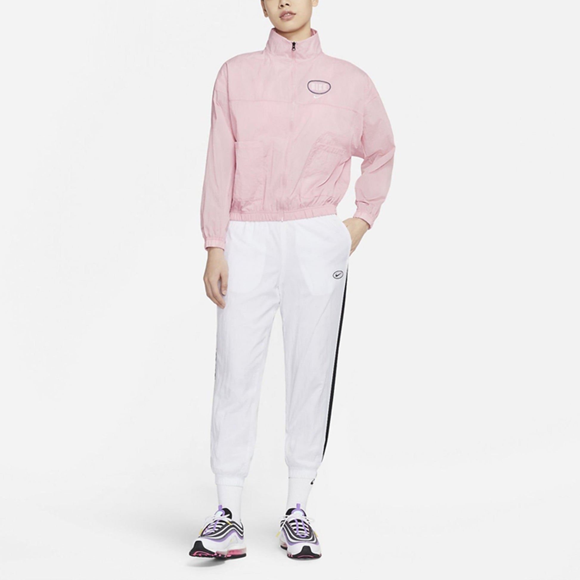 (WMNS) Nike Embroidered Logo Breathable Sports Stand Collar Jacket Pink CZ8319-632