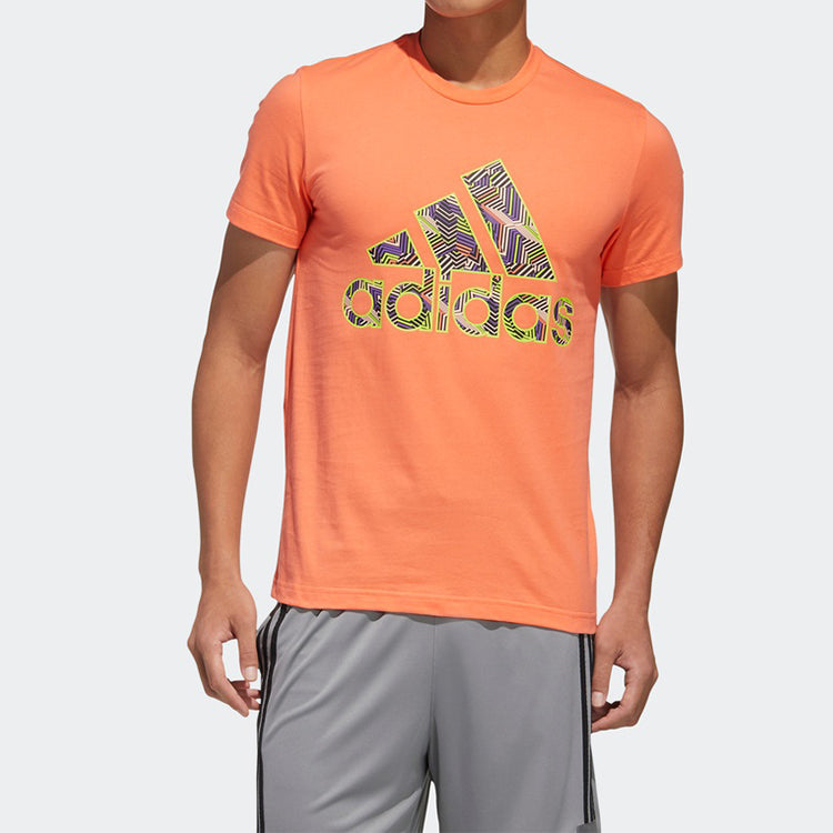 adidas Apac Smr Bos Printing Basketball Sports Short Sleeve Red Fluorescence GK1705
