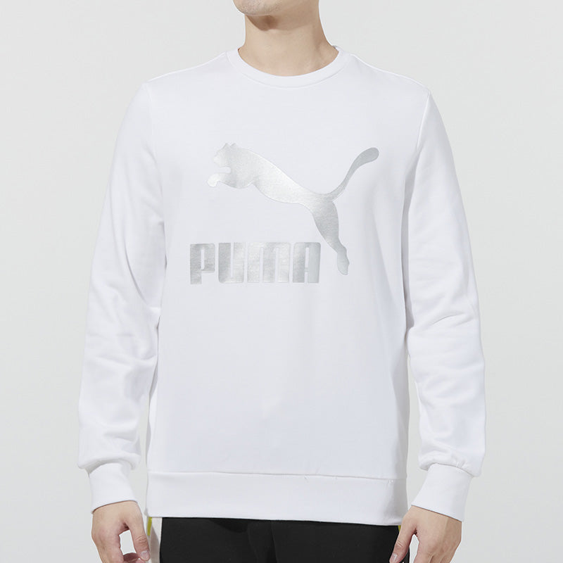 PUMA Classics Logo Crew Large Logo Printing Sports Round Neck Pullover White 531367-52
