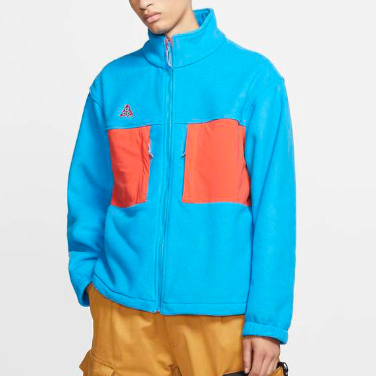 Nike Casual Cozy Contrasting Colors Fleece Jacket Blue BQ3446-411