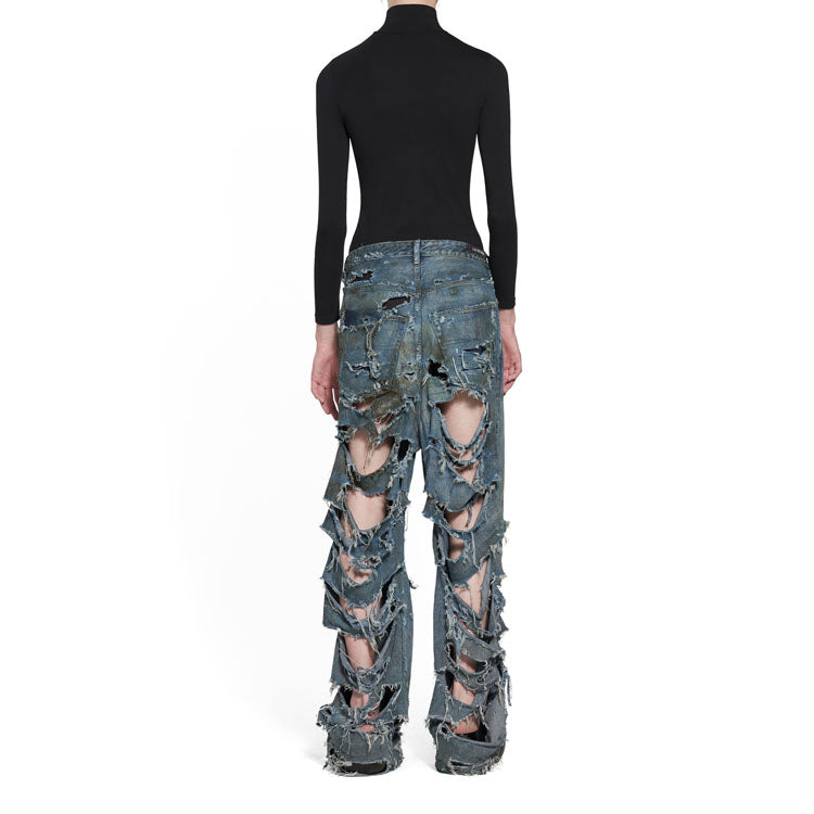 Balenciaga Super Destroyed Baggy Pants 'Light Blue' 745248TNW014012
