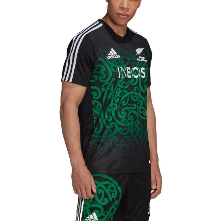 Men's adidas Stripe Logo Printing Pullover Short Sleeve Japanese Version Black T-Shirt HG7325