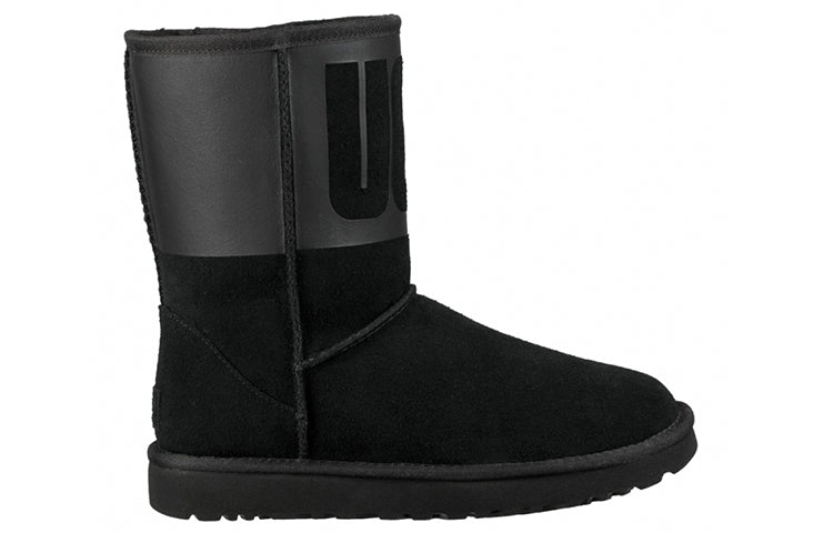 (WMNS) UGG Classic Short Rubber Boot 'Black' 1096473-BLK