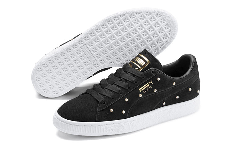 (WMNS) PUMA Pearl Studs Suede 'White Black Gold' 369934-01