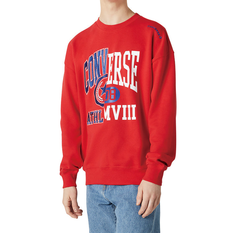 Converse Unisex Logo Printing Round-neck Sweatshirt Red 10018354-A02