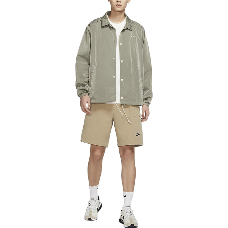 Men's Nike Solid Color Buckle Lapel Jacket Autumn Rattan Color DQ5006-206