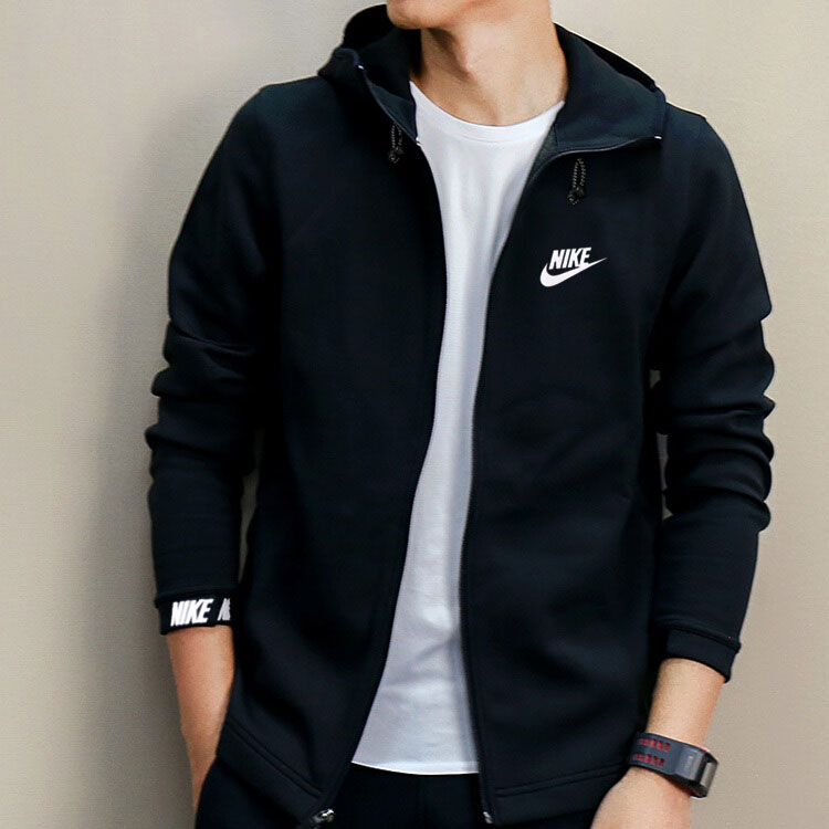 Nike Athleisure Casual Sports Logo Printing Hooded Jacket Black 861743-010