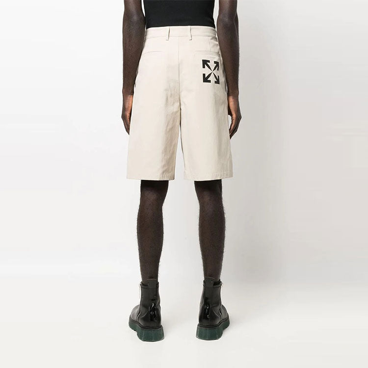 Men's Off-White SS22 Arrow Printing Bermuda Shorts Beige OMCB071S22FAB0011710