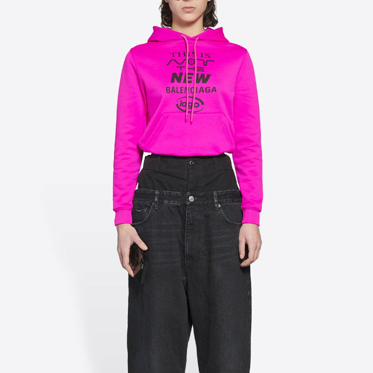 (WMNS) Balenciaga FW21 Micro Mark Logo Drawstring Long Sleeves Hoodie Pink 657683TKVE36817