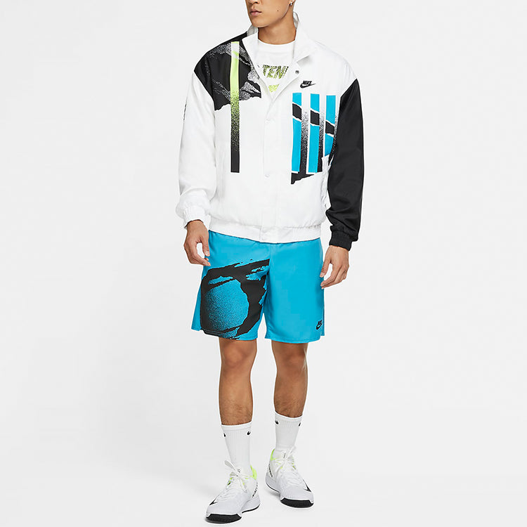 Nike Court Casual Cozy Tennis Jacket White Light Blue CQ9185-101