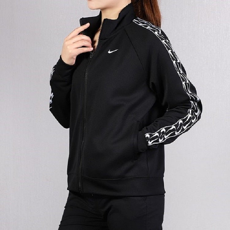 (WMNS) Nike Side Logo Stand Collar Zipper Sports Jacket Black CJ7718-010
