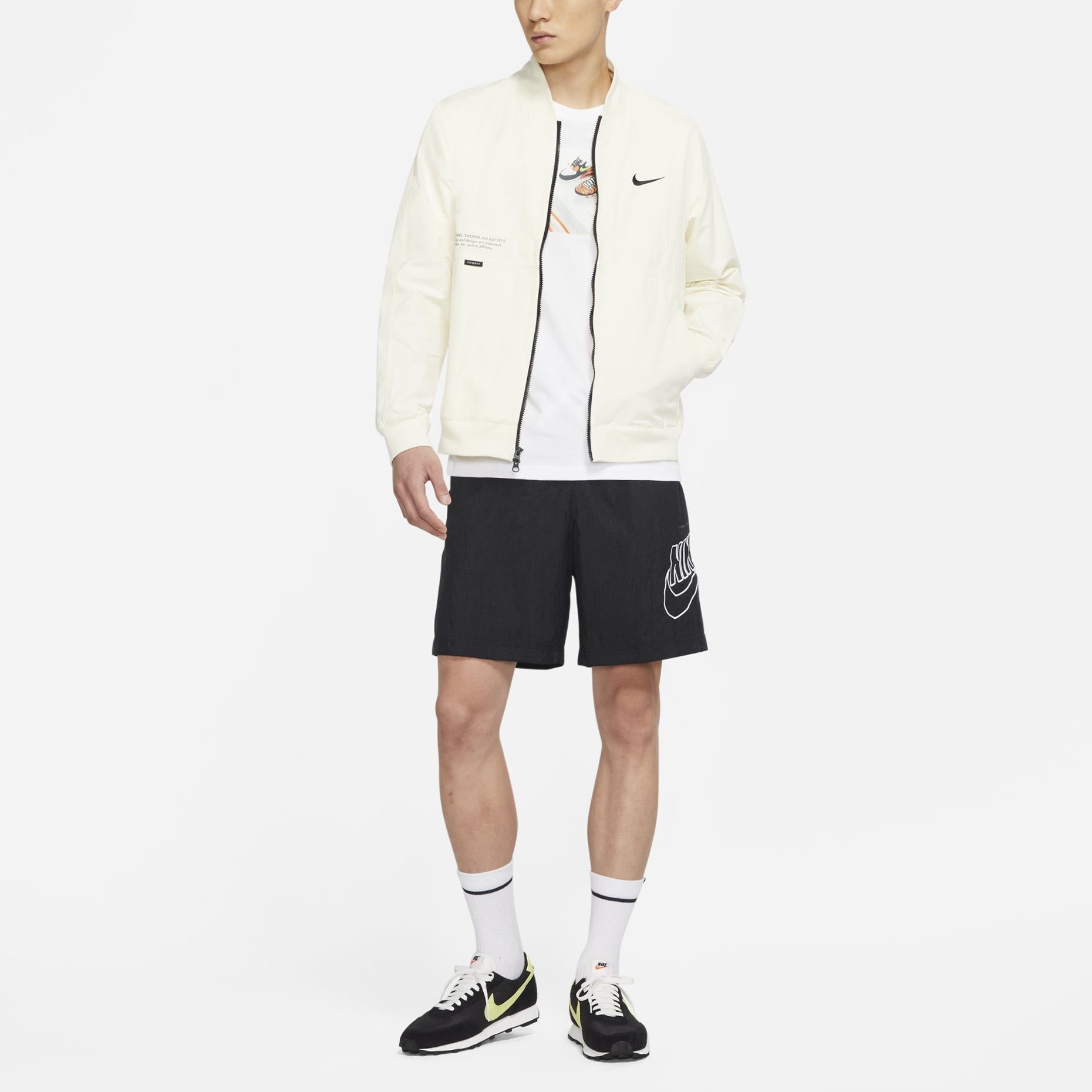 Nike Sportswear Swoosh Logo Print Sports Jacket Men's White DJ5368-110