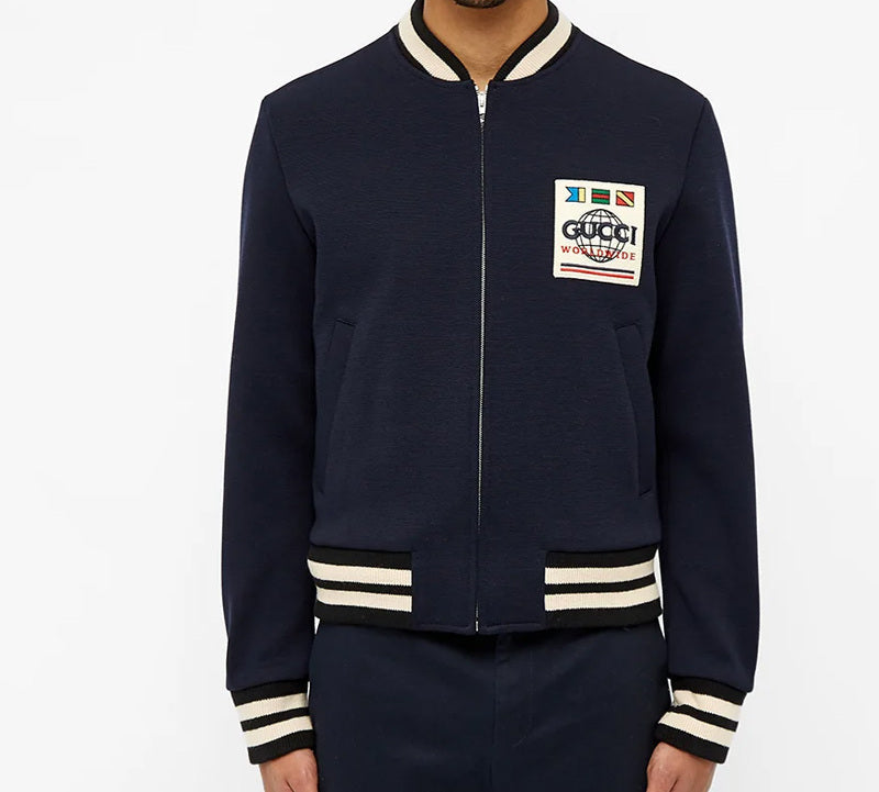 Gucci Knitted Fabric Wool Pilot Jacket For Men Navy 598731-ZADBU-4062