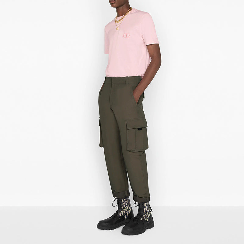 DIOR Cd Icon Logo Embroidered Short Sleeve For Men Pink 013J600A0589-C400