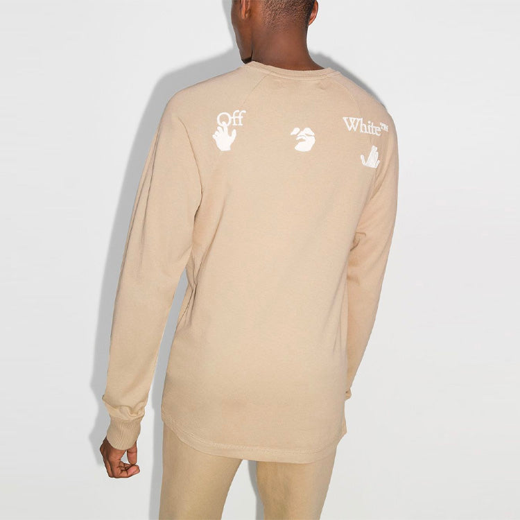 (WMNS) Men's Off-White x Browns 50 Crossover Printing Logo Loose Round Neck Long Sleeves Beige OMAB050G20JER0011701