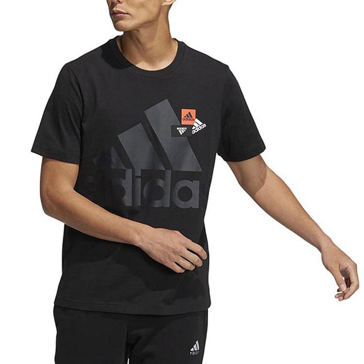 Men's adidas Mh Bp3 Tee1 Alphabet Logo Printing Round Neck Short Sleeve Black T-Shirt HN9043