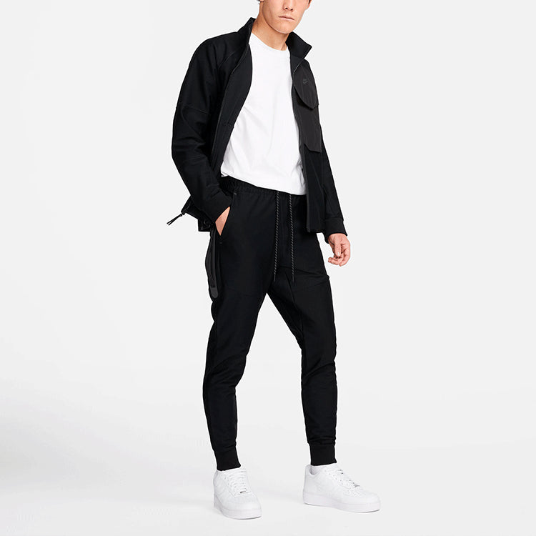 Men's Nike Elastic Waistband Lacing Bundle Feet Sports Pants/Trousers/Joggers Black DD6599-010