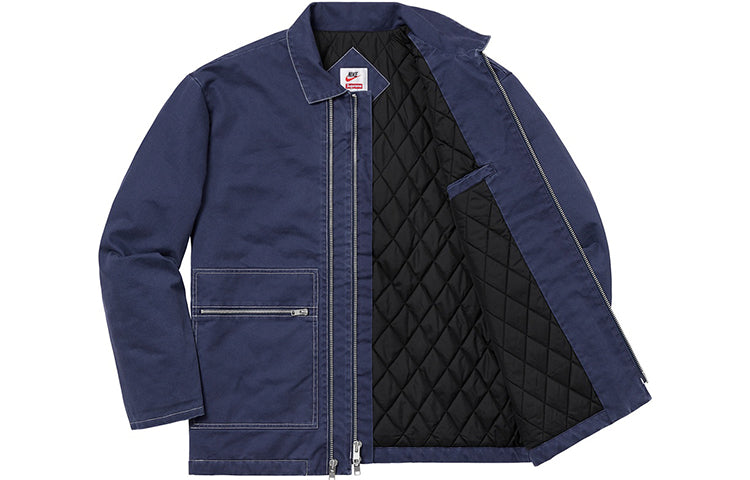 Supreme FW18 x Nike Double Zip Quilted Work Jacket Navy SUP-FW18-534