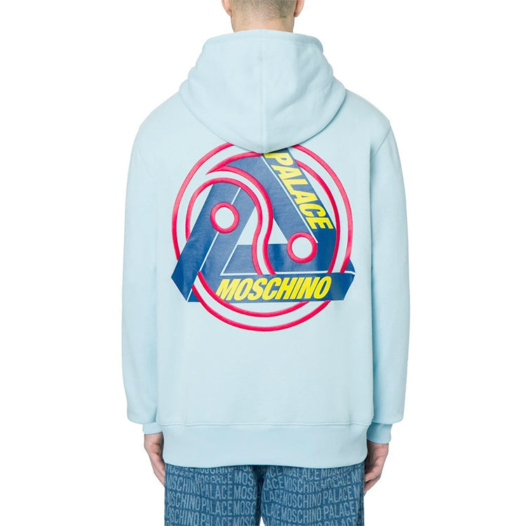 PALACE x Moschino Crossover Back Large Logo Alphabet hooded Long Sleeves Unisex Blue ZCA170113171295