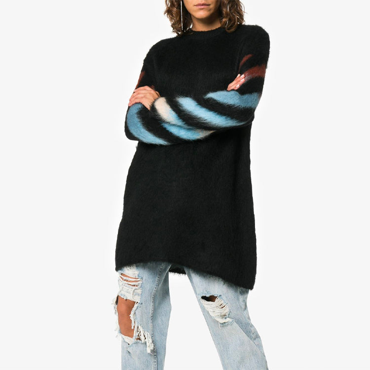 (WMNS) Off-White Knit Printing Black Dress OWHE009F18B740711088
