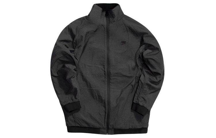Nike Zipper Stand Collar polar fleece Large Logo Reversible Casual Jacket Black AJ2701-011
