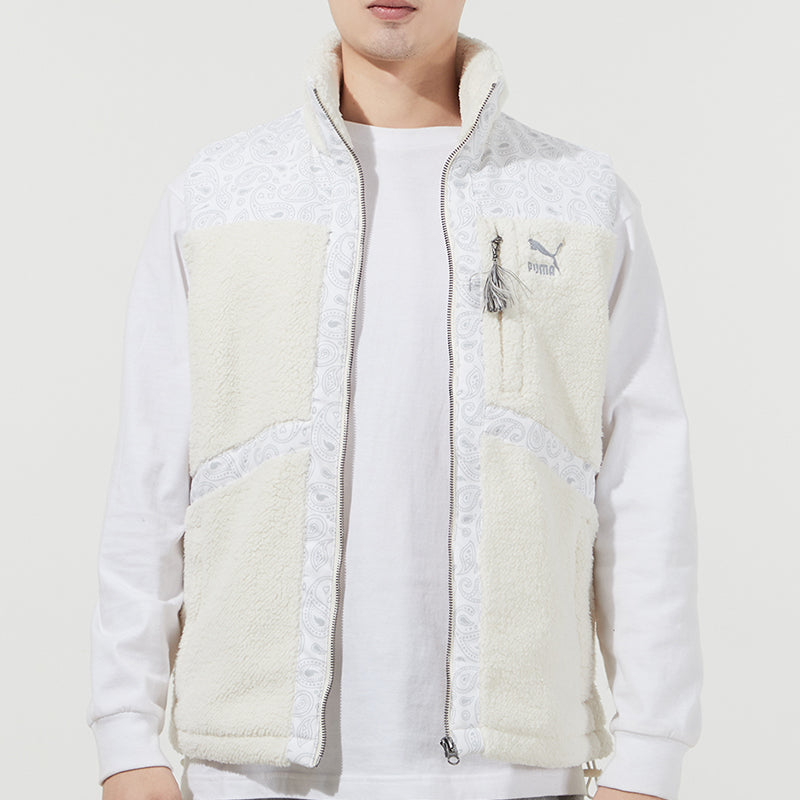 PUMA Paisley Woven Sherpa Vest 'White' 534977-93