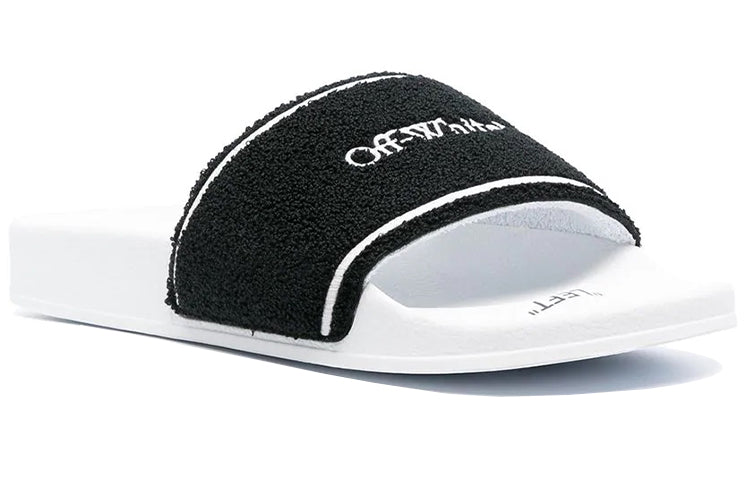 Off-White Sliders 'Towel - White Black' OMIC001R21MAT0030110