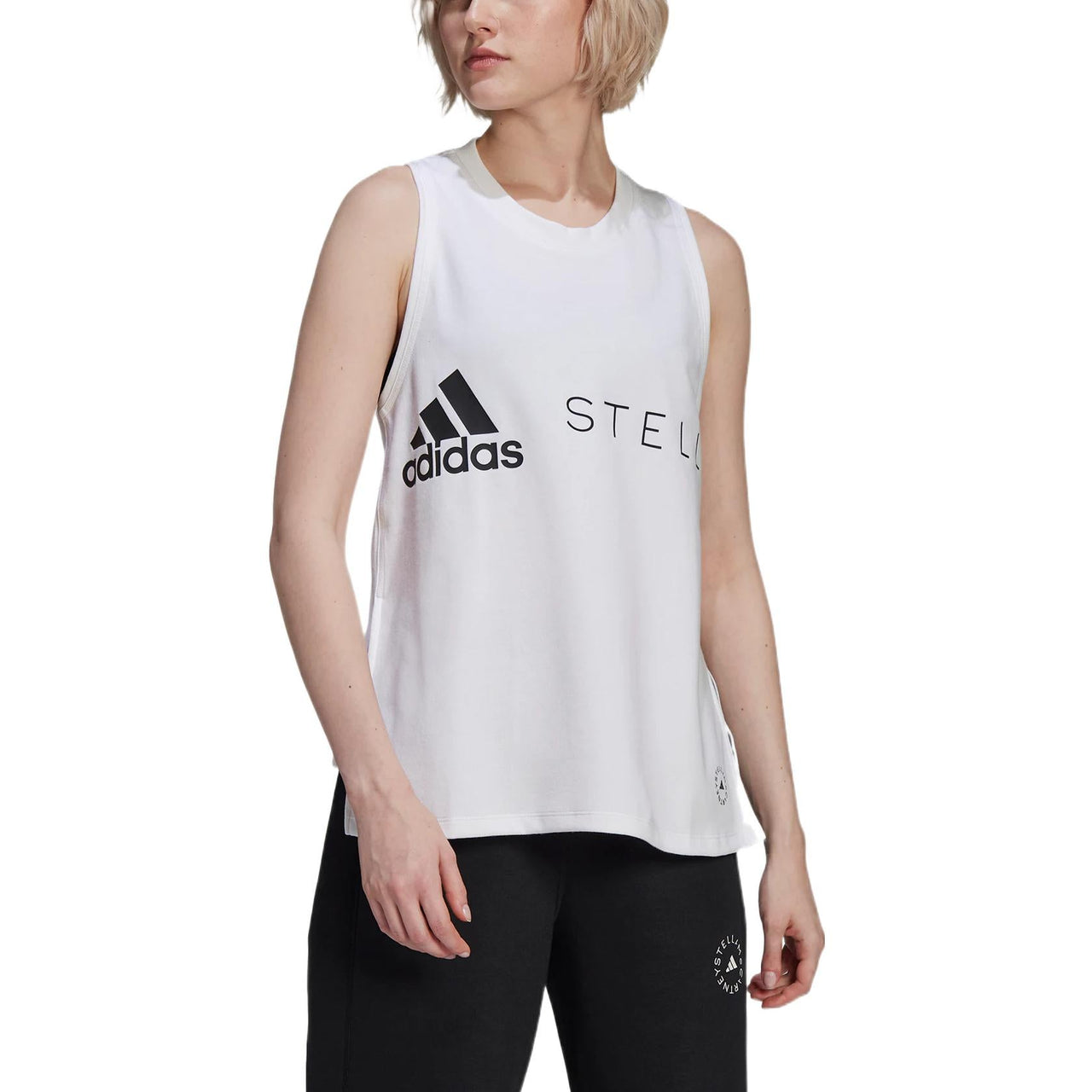 (WMNS) adidas by Stella McCartney Sportswear Logo Tank Top Asia Sizing 'White Black' HA8972