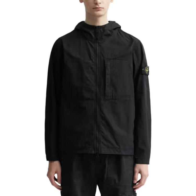 STONE ISLAND Supima Cotton Twill Stretch Hooded Jacket 'Black' 781543310-V0029