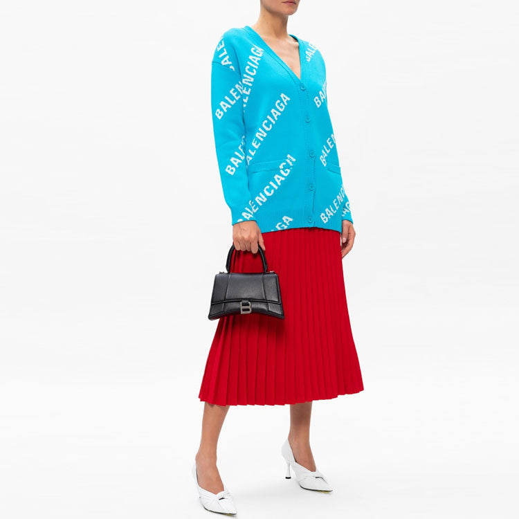 (WMNS) Balenciaga Logo Monogram Cardigan Relaxed Fit 'Blue' 625330T31784661