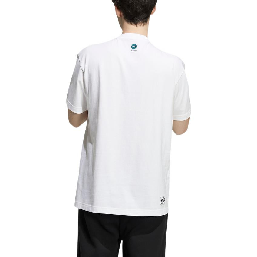 Men's adidas neo Cartoon Game Console Character Pattern Alphabet Round Neck Short Sleeve White T-Shirt HD4625