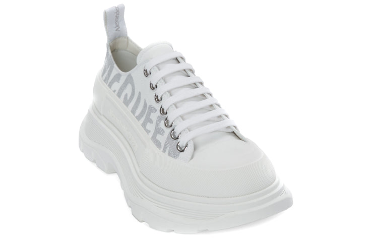 (WMNS) Alexander McQueen Tread Slick Low Lace Up Canvas Graffiti 'White Grey' 676711W4RQ29071