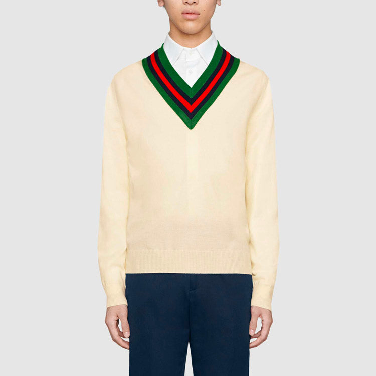 Gucci V-Neck Wool Knit Jumper 'White' 576802-XKAUK-9133