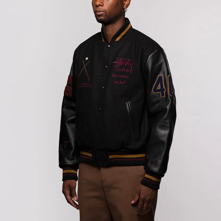 Men's Stussy limited Splicing Zipper Jacket Black 315167