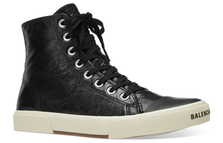 (WMNS) Balenciaga Paris High Top Sneakers 'Black Leather and White Rubber' 688756W3RCA1090