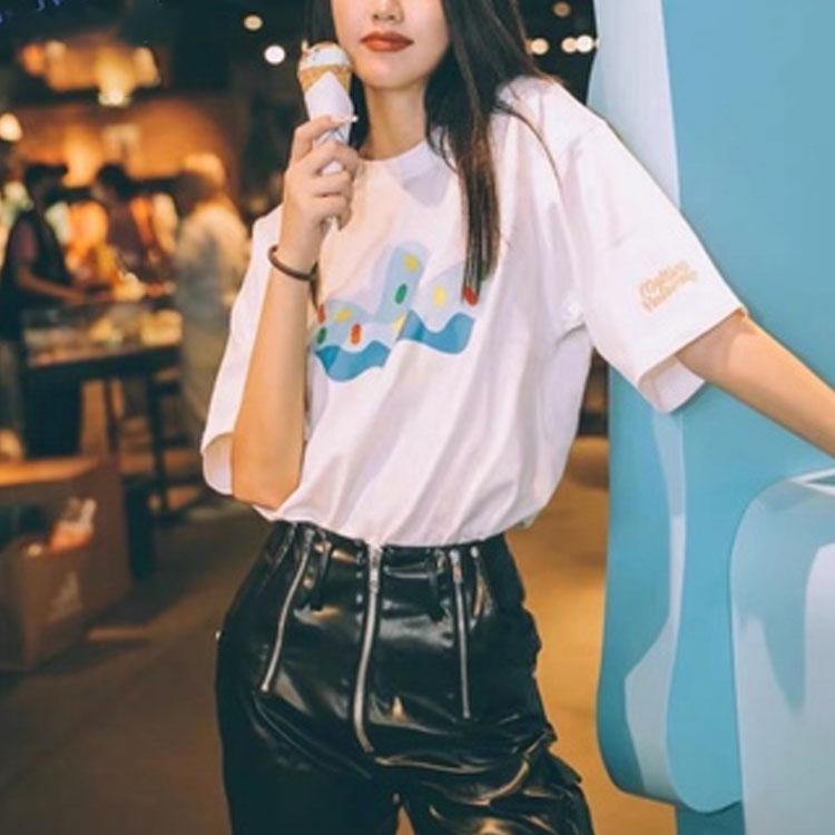 adidas originals x melting sadness Crossover Funny Logo Printing Round Neck Short Sleeve White T-Shirt HC5939
