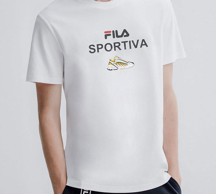 FILA ADE Series Printing Short Sleeve White F11M028151F-WT