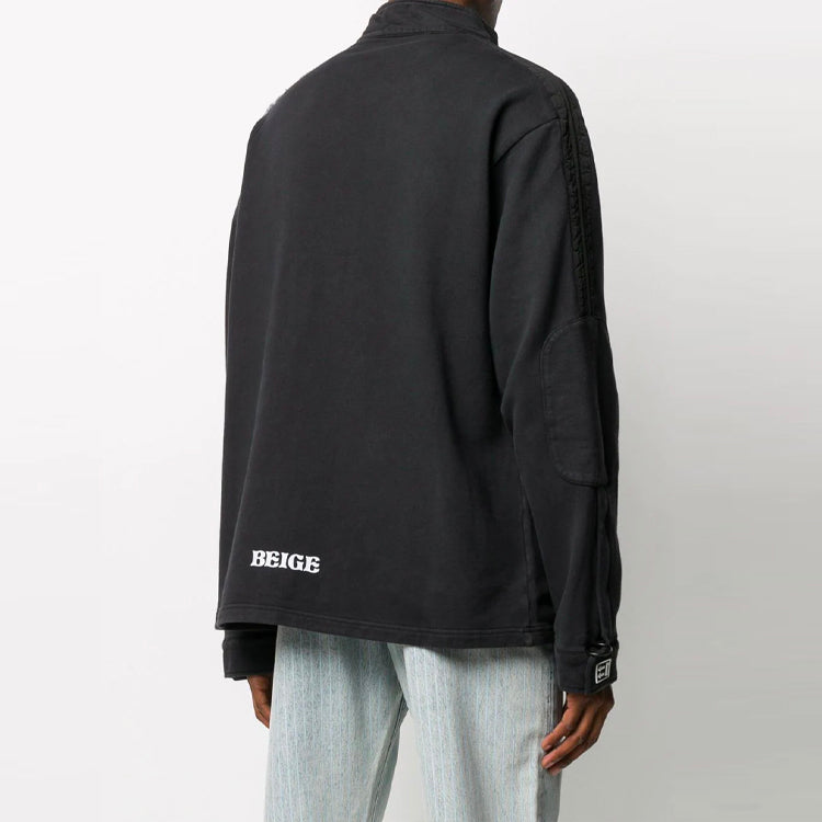 Men's Off-White FW21 Pocket Detail Half Zipper Fleece Pullover Loose Fit Black OMBA041F19E300221010
