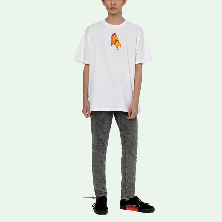 Off-White Skeleton Logo Printing Short Sleeve White OMAA038F20FAB0010110