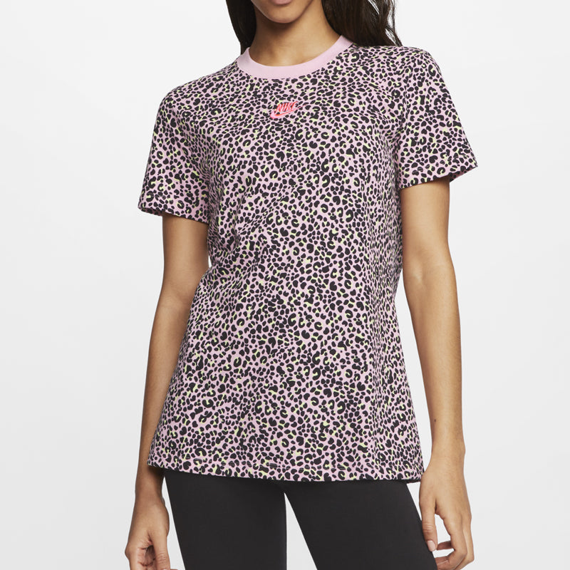 (WMNS) Nike Sportswear Leopard print Logo Printing Short Sleeve Pink CW2500-654