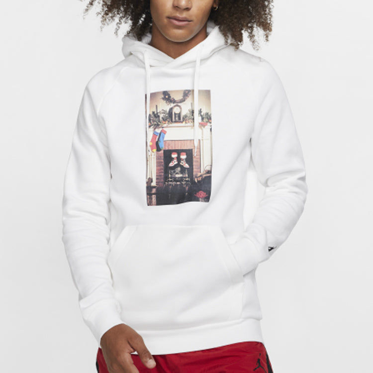 Air Jordan Jumpman Chimney Printing Fleece Stay Warm Pullover White CT4886-100