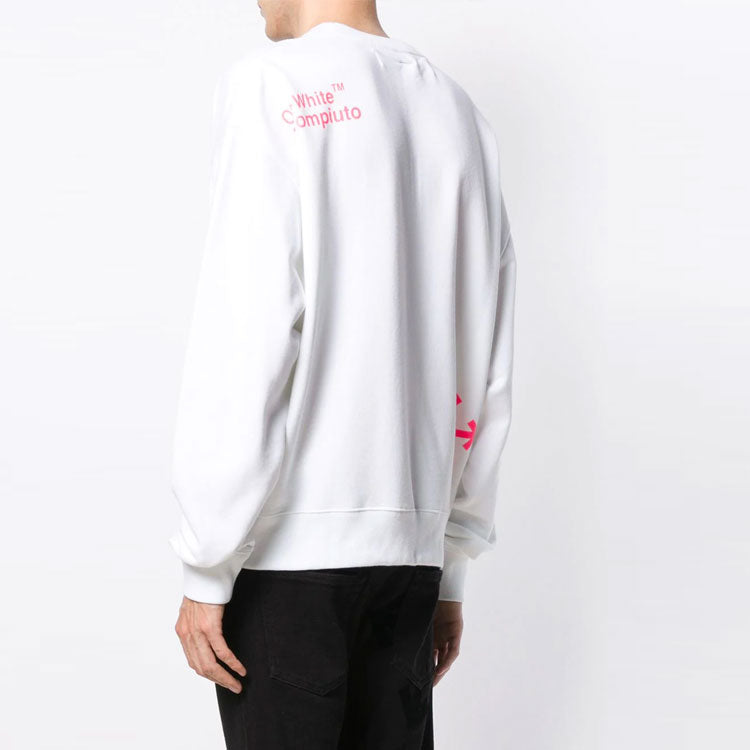 Off-White Diag Unf Inished Cotton Mens Loose Sweater OMBA035E19E300090128