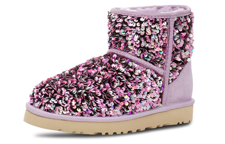 (WMNS) UGG Classic Mini Stellar Sequin Snow Boots Purple 1112515-LFST