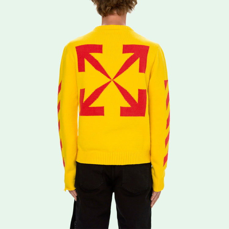 Off-White Men's SS21 Sweater Slim Fit Yellow OMHE023S21KNI0011925