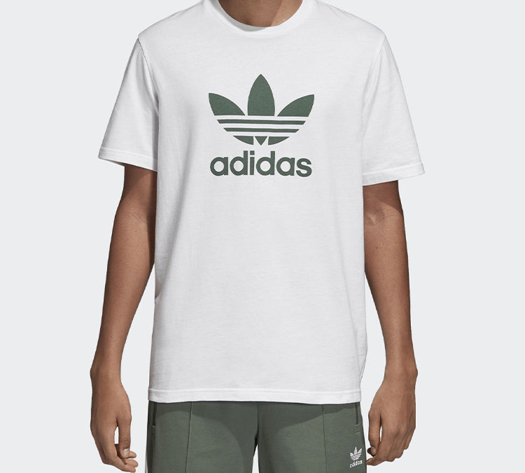 adidas originals Chest Logo Sports Short Sleeve White Green DH5773