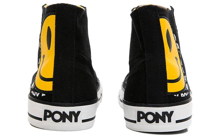 PONY Shooter Smiley High-Top Canvas Sneakers Black 02M1SH17BK