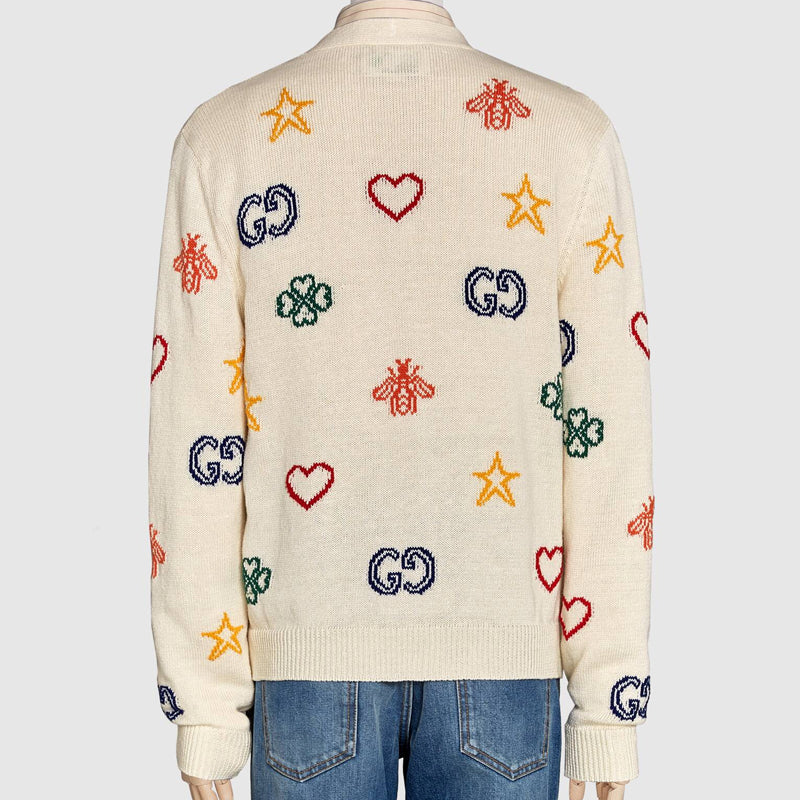 Gucci Love Jacquard Cardigan Creamy White 626642-XKBGE-9750