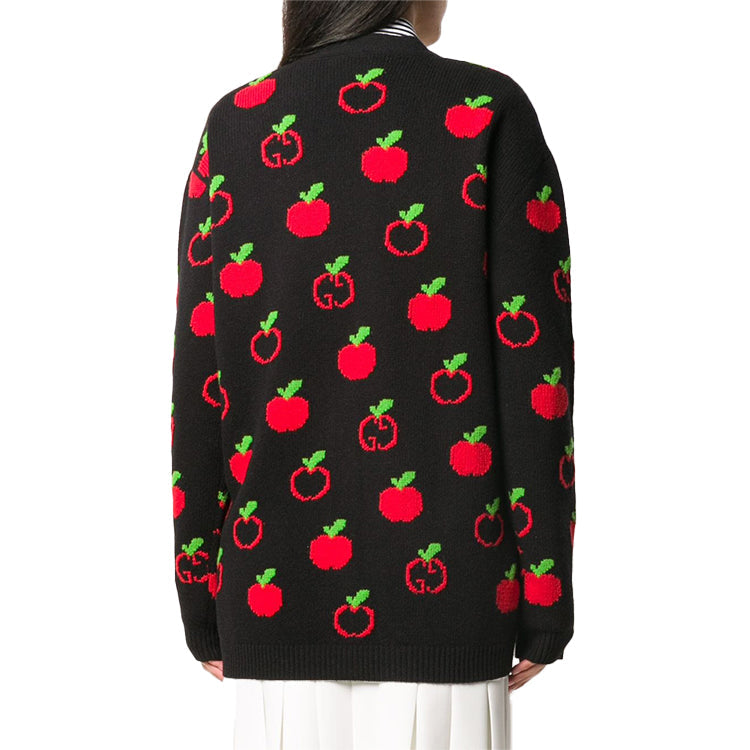 (WMNS) Gucci Apple Inlay Knitted Cardigan For Black 606114-XKA7I-1072
